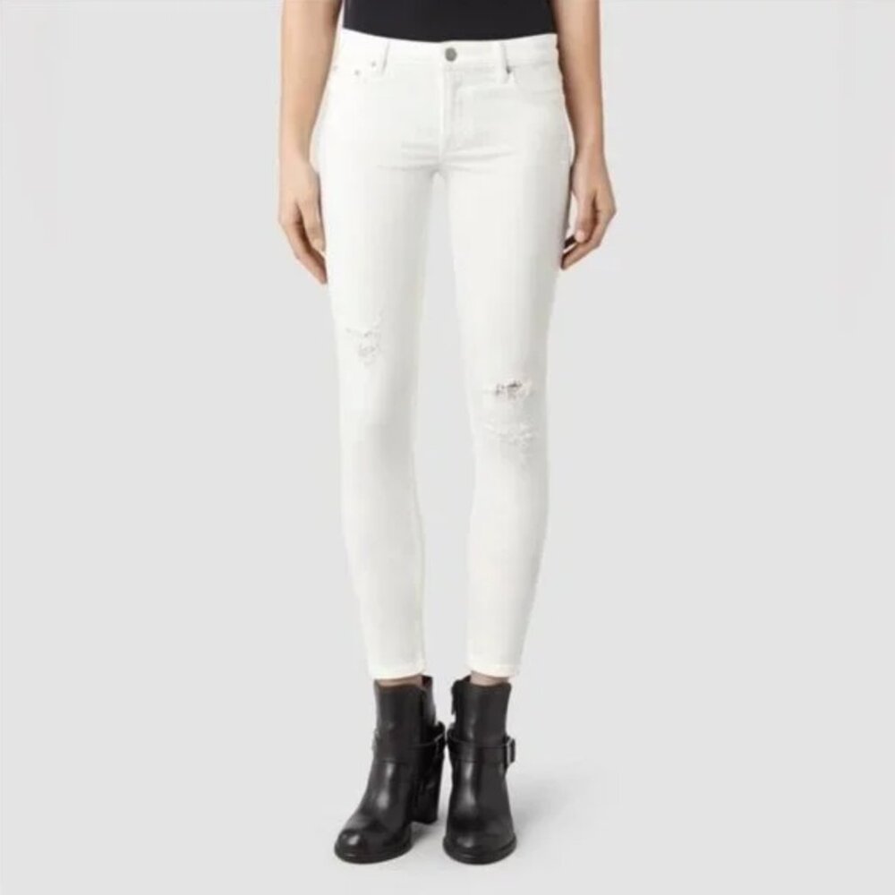 ALL SAINTS | Mast White Distressed Jeans (Size 26)